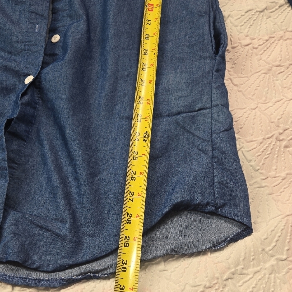 3/$10 Navy Button-Up Midi Dress With Pockets - Picture 3 of 4